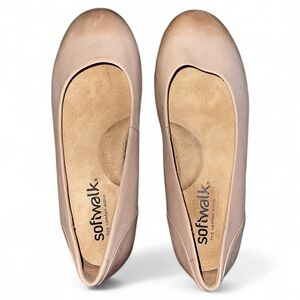 Softwalk Cushioned Comfort Beige Leather Ballet Flat Women’s 6.5 WIDE